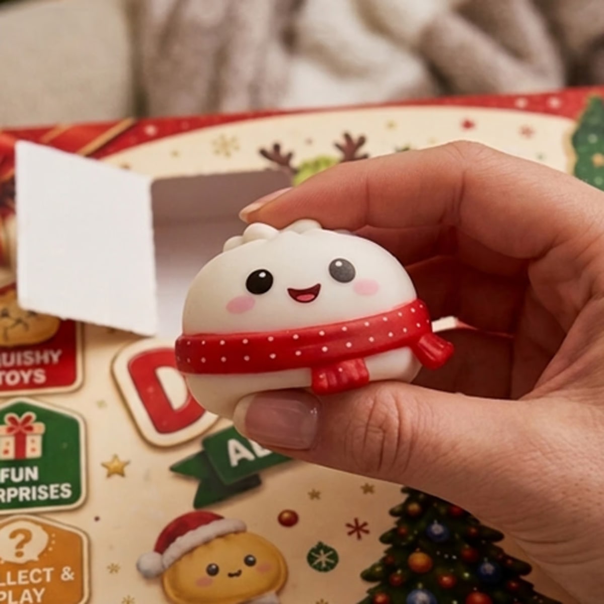 Squishy-dumpling holdt frem foran kalenderen