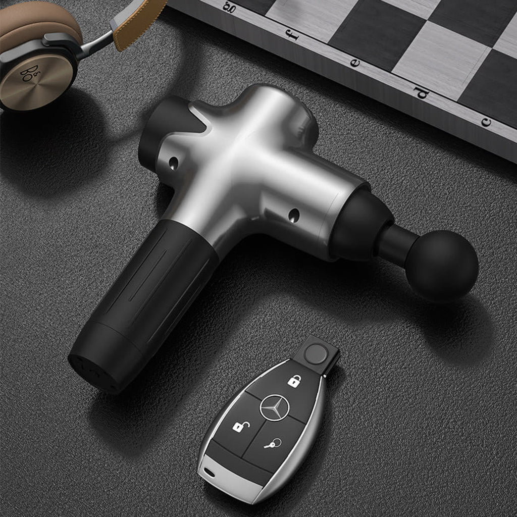 Massagepistol med LCD-display og 8 massagehoveder – Sort
