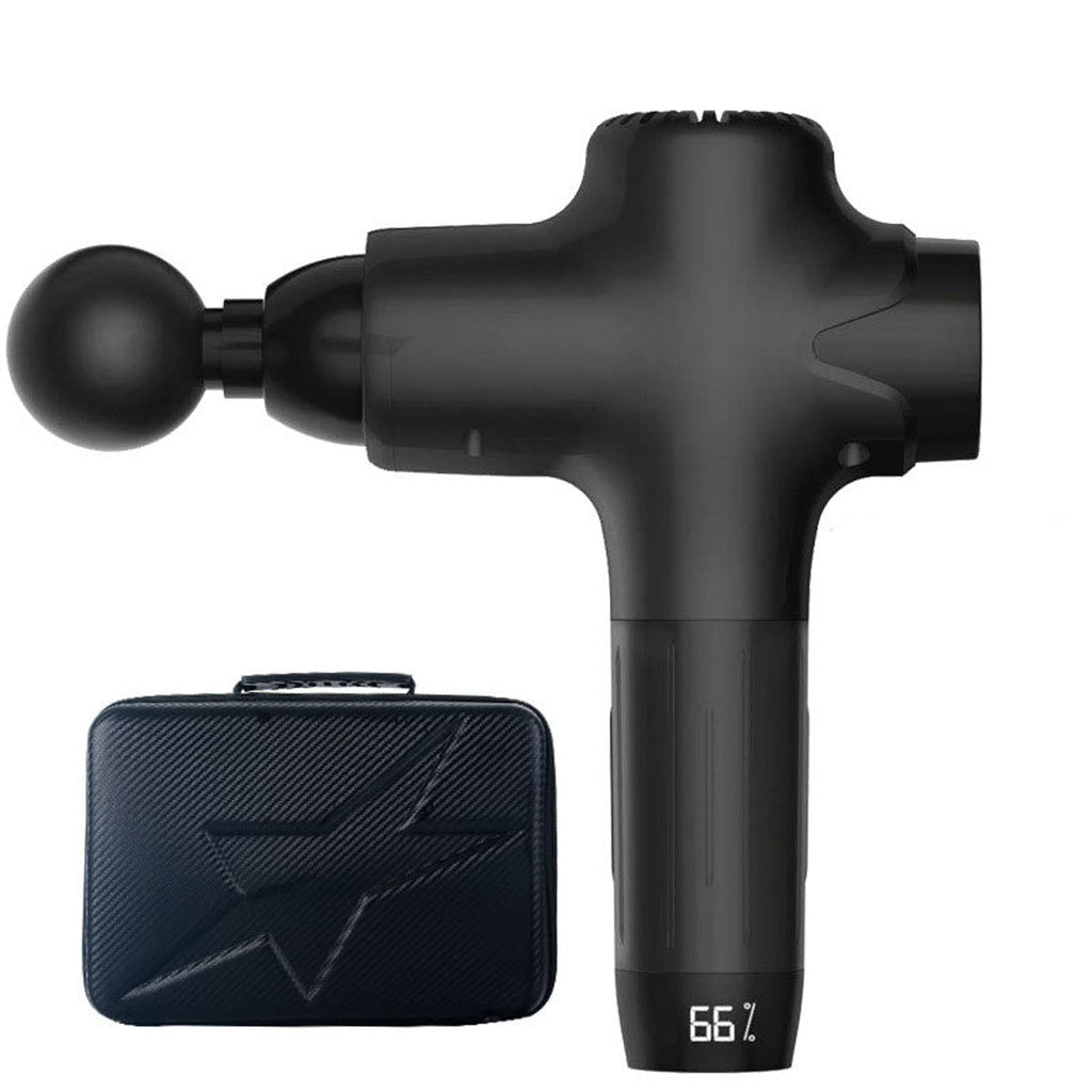Massagepistol med LCD-display og 8 massagehoveder – Sort