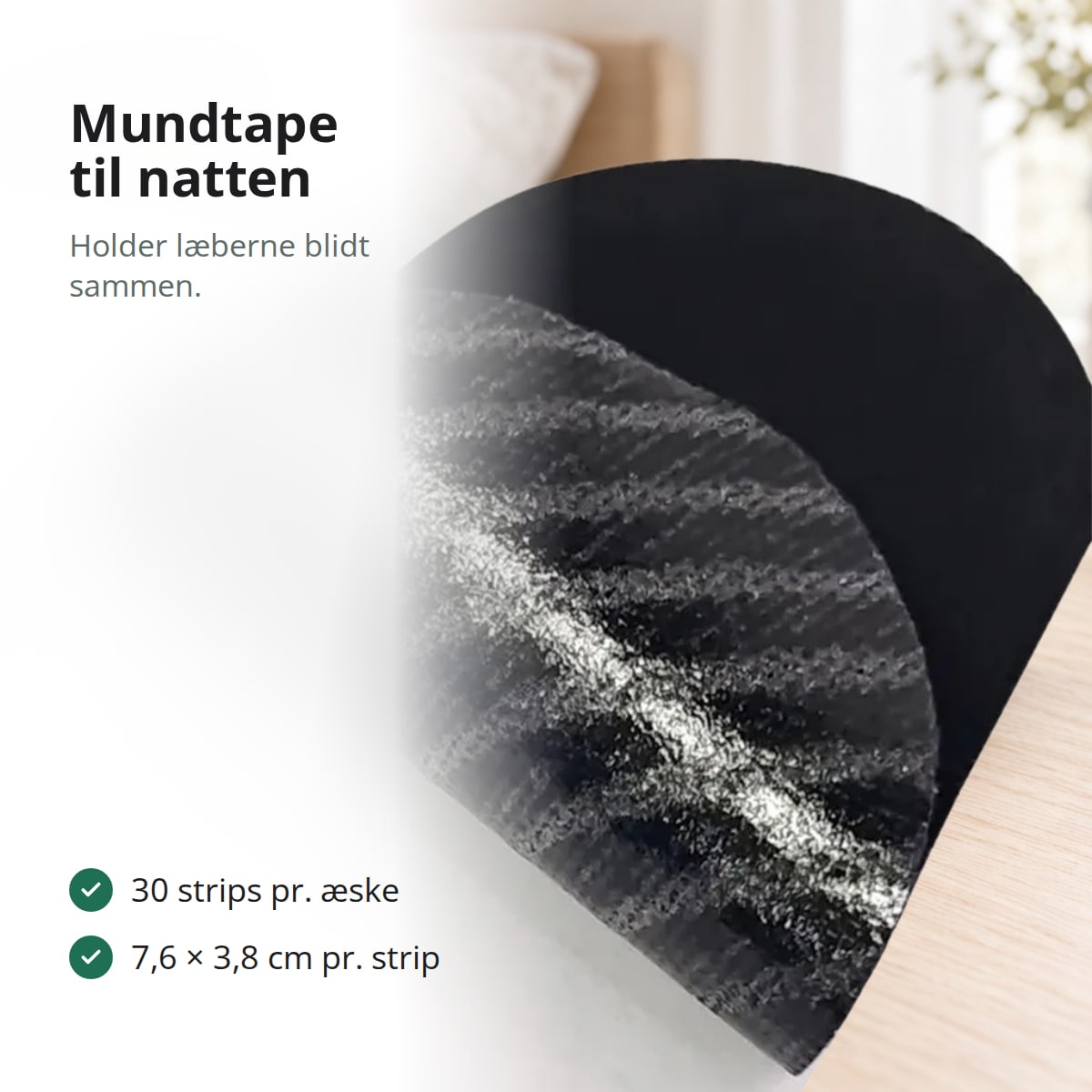 Mundtape til natten, 30 sorte strips