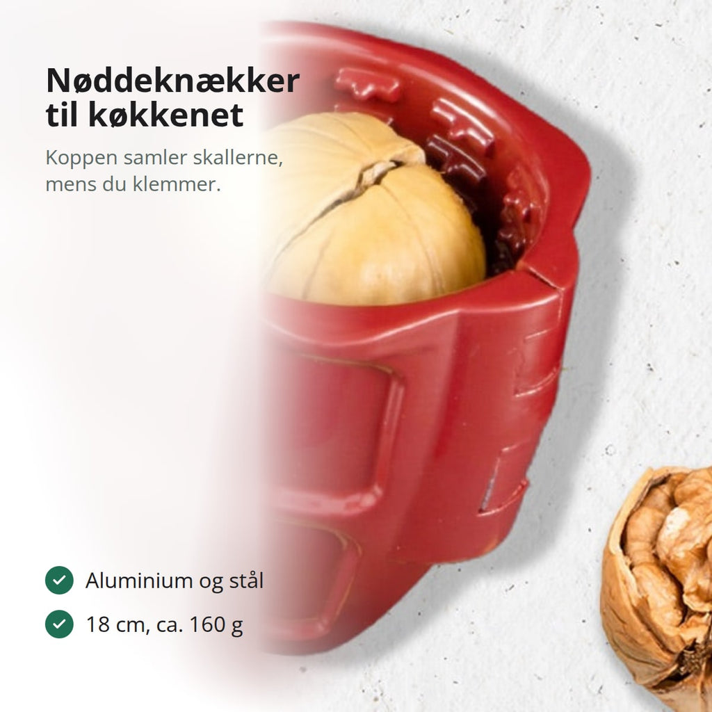 Nøddeknækker til køkkenet med kop, der samler skallerne