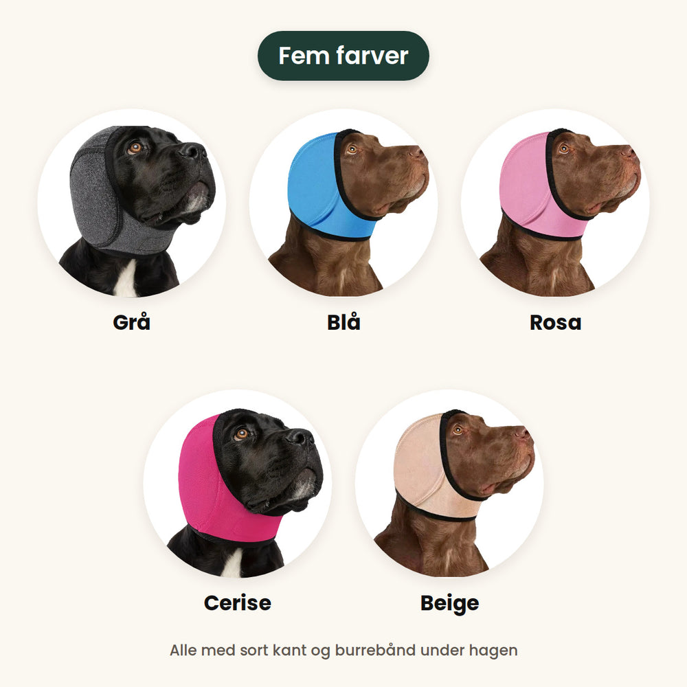 Hetta i fem farver: grå, blå, rosa, cerise og beige