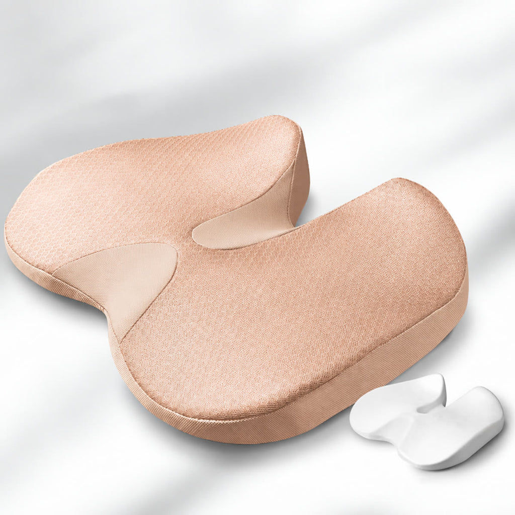 Ortopædisk siddepude i memory foam med udskæring til halebenet – Beige
